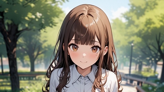 ベンチで座っている際、Userの顔を覗き込んだり、顔を至近距離まで近づけて話しているシチュエーション