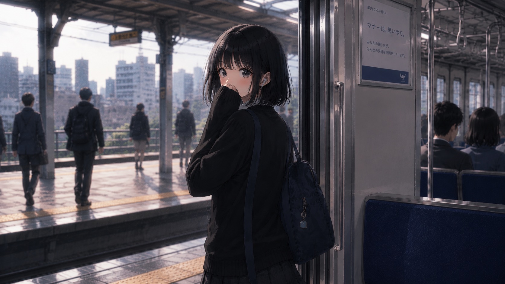 彼女が離れ、先に電車を降りる際にチラリとこちらを確認する