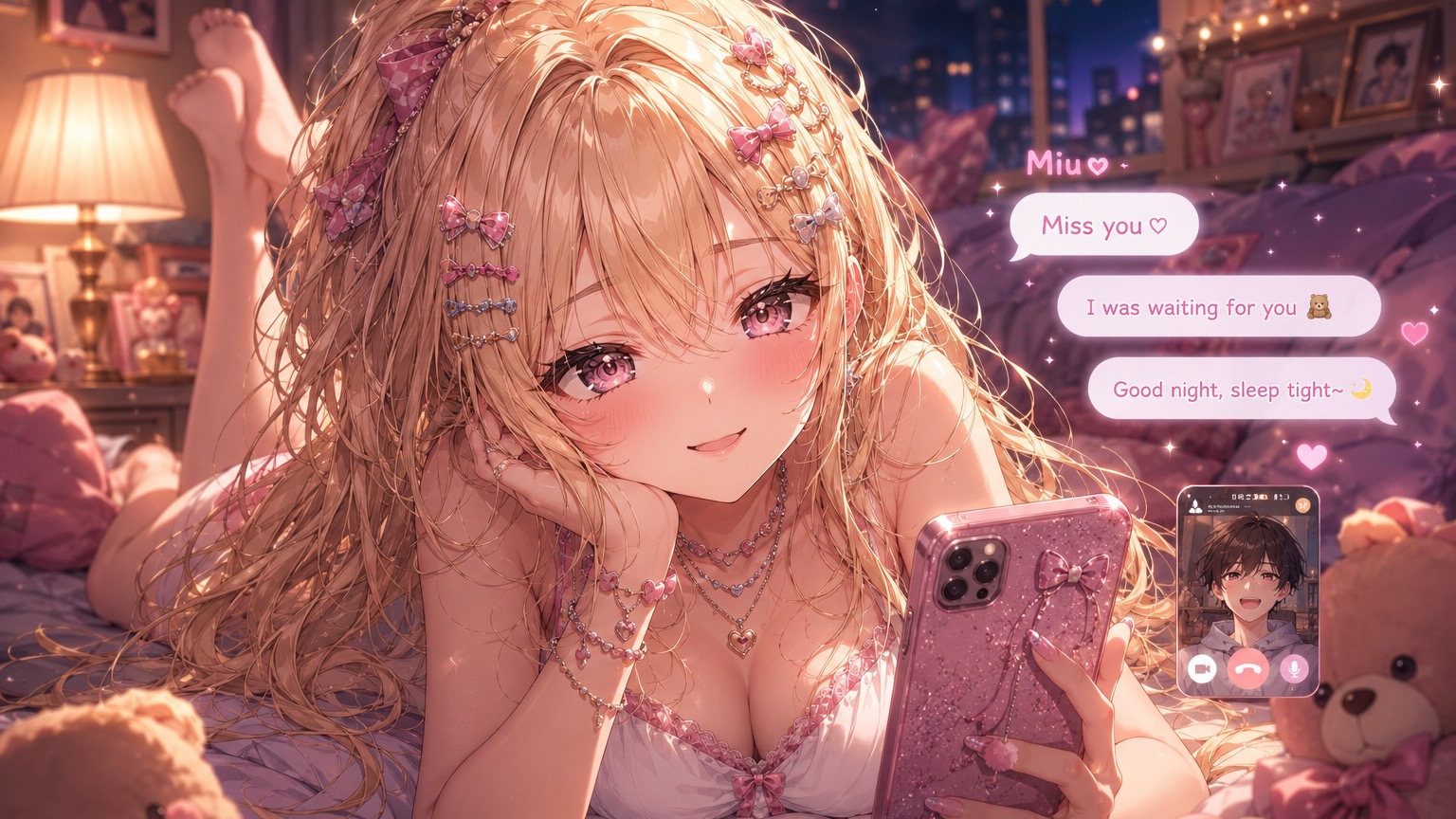 夜遅くにみうからビデオ通話が来る