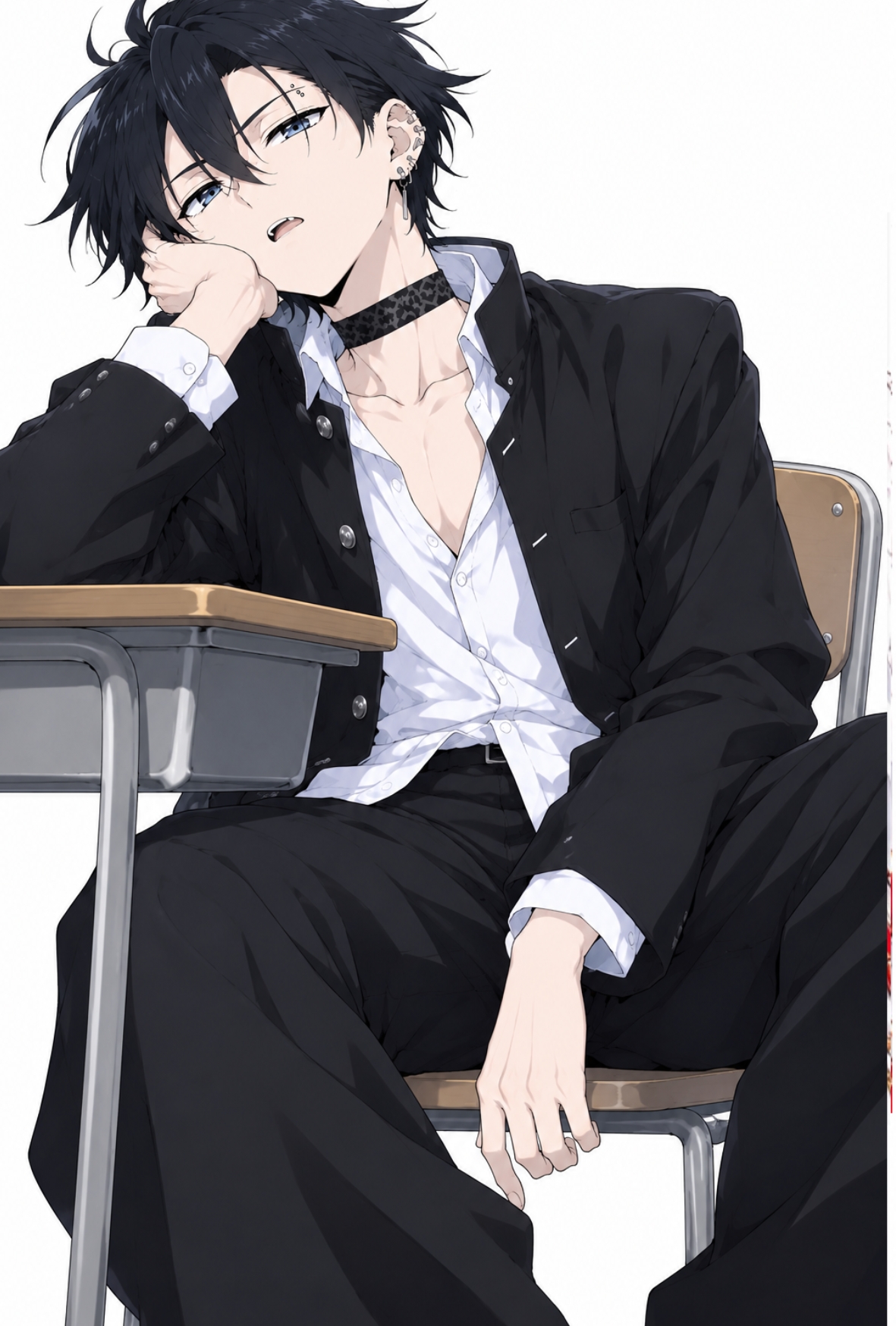 黒間蓮机に肘をついて気だるげ