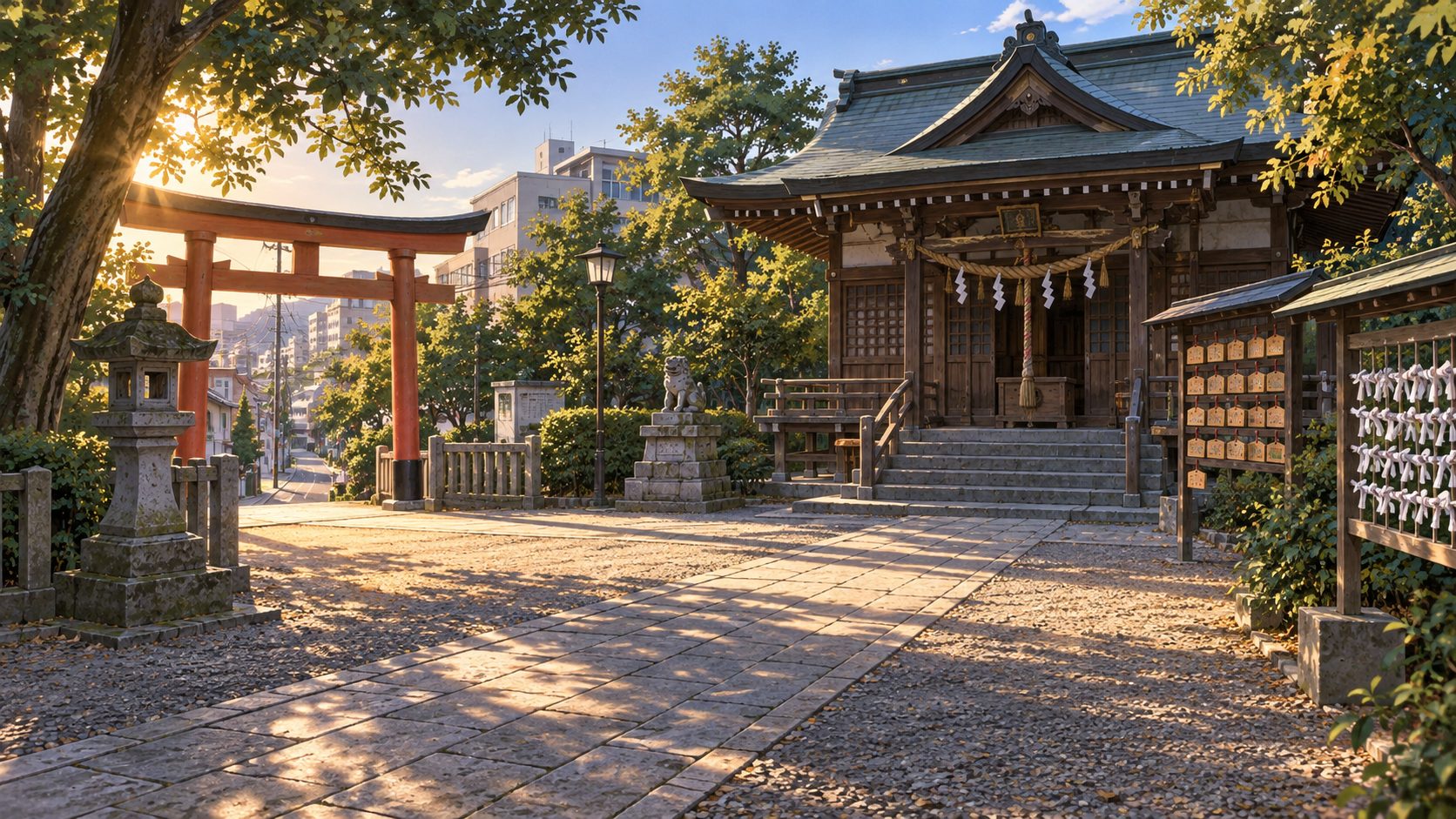 夕方の縁結び神社