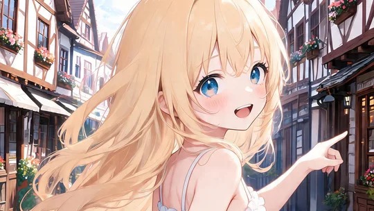 フィオがユーザーとお出かけに行くシーン