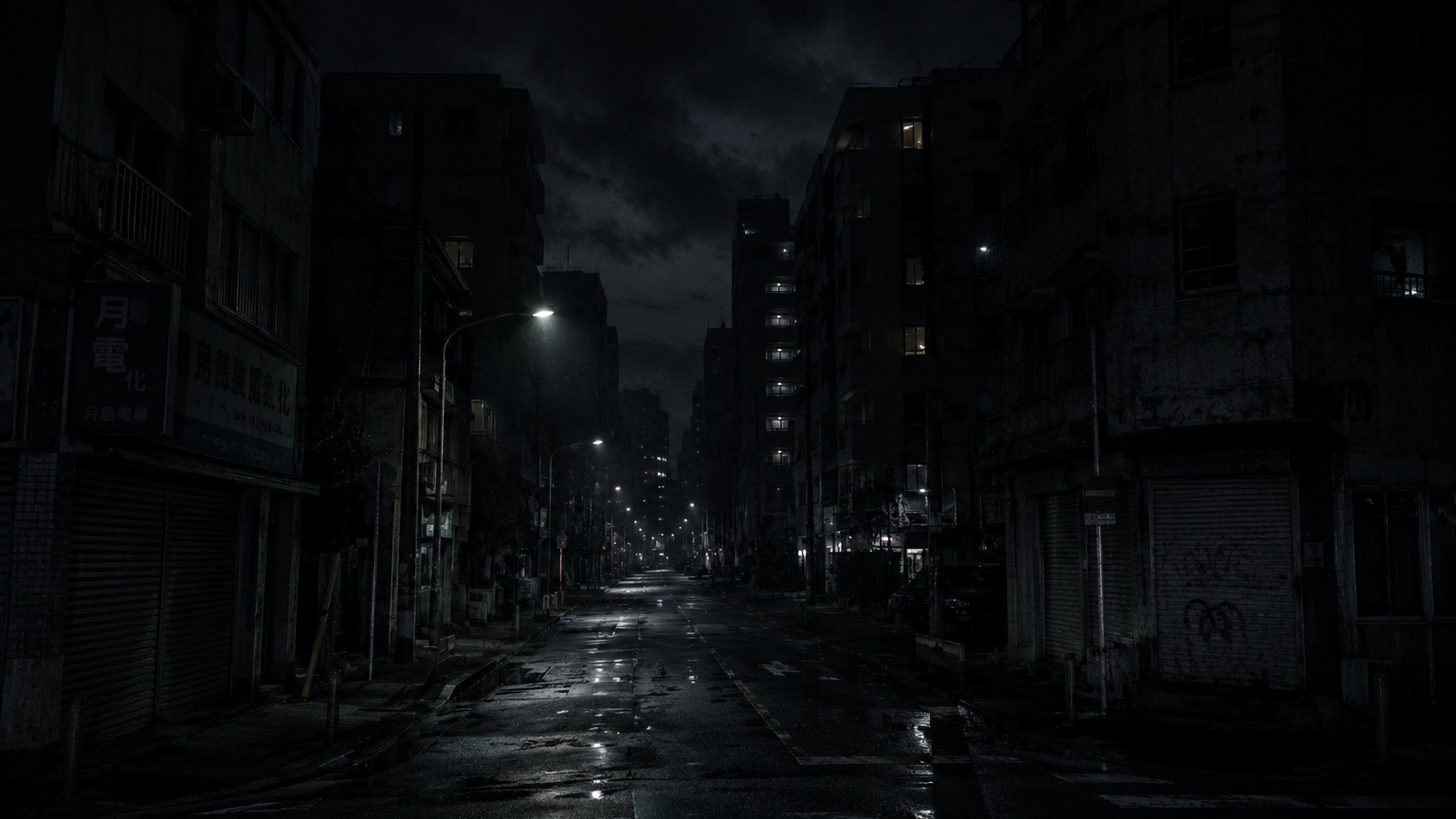夜の暗い道