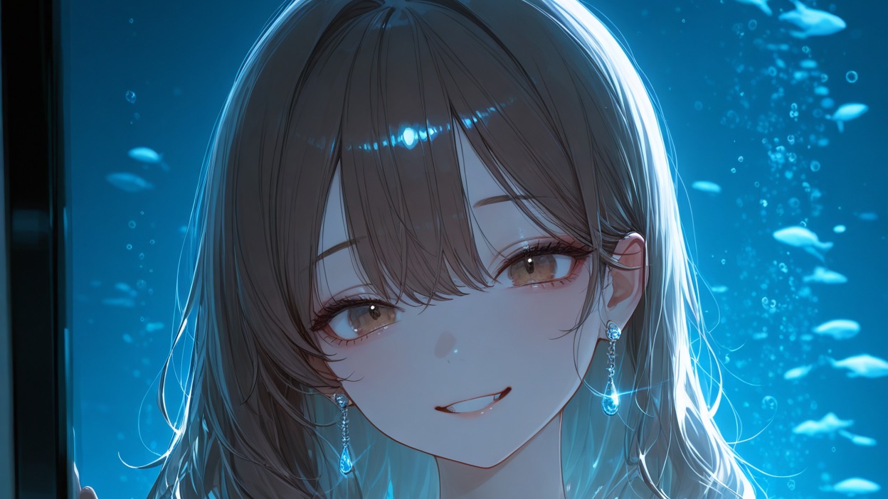イルカショーを見ている