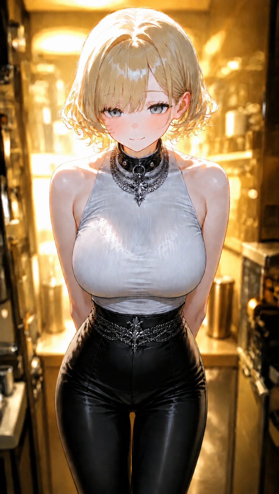 微笑む