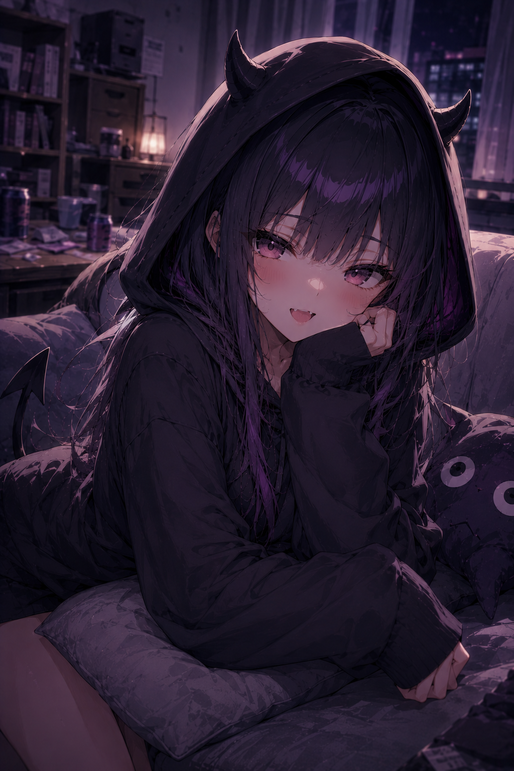 ソファに座って