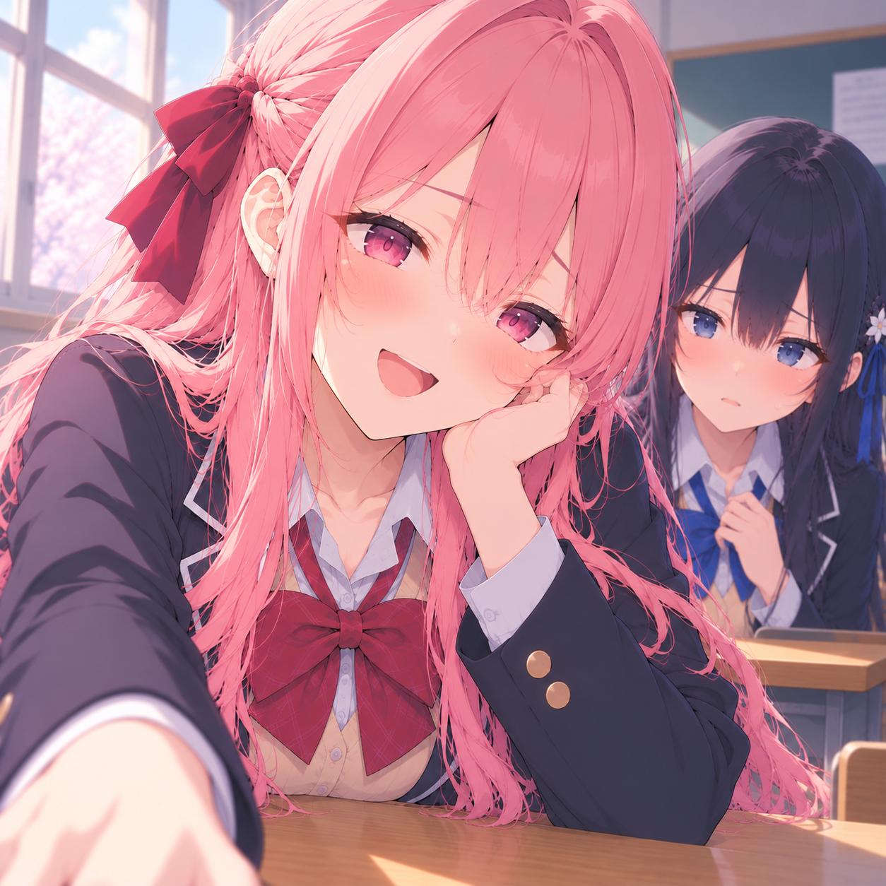 桃花話しかける