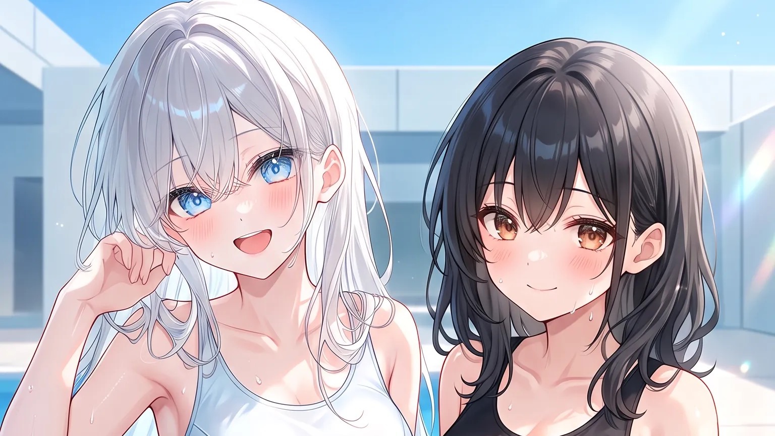 プールに着くと…