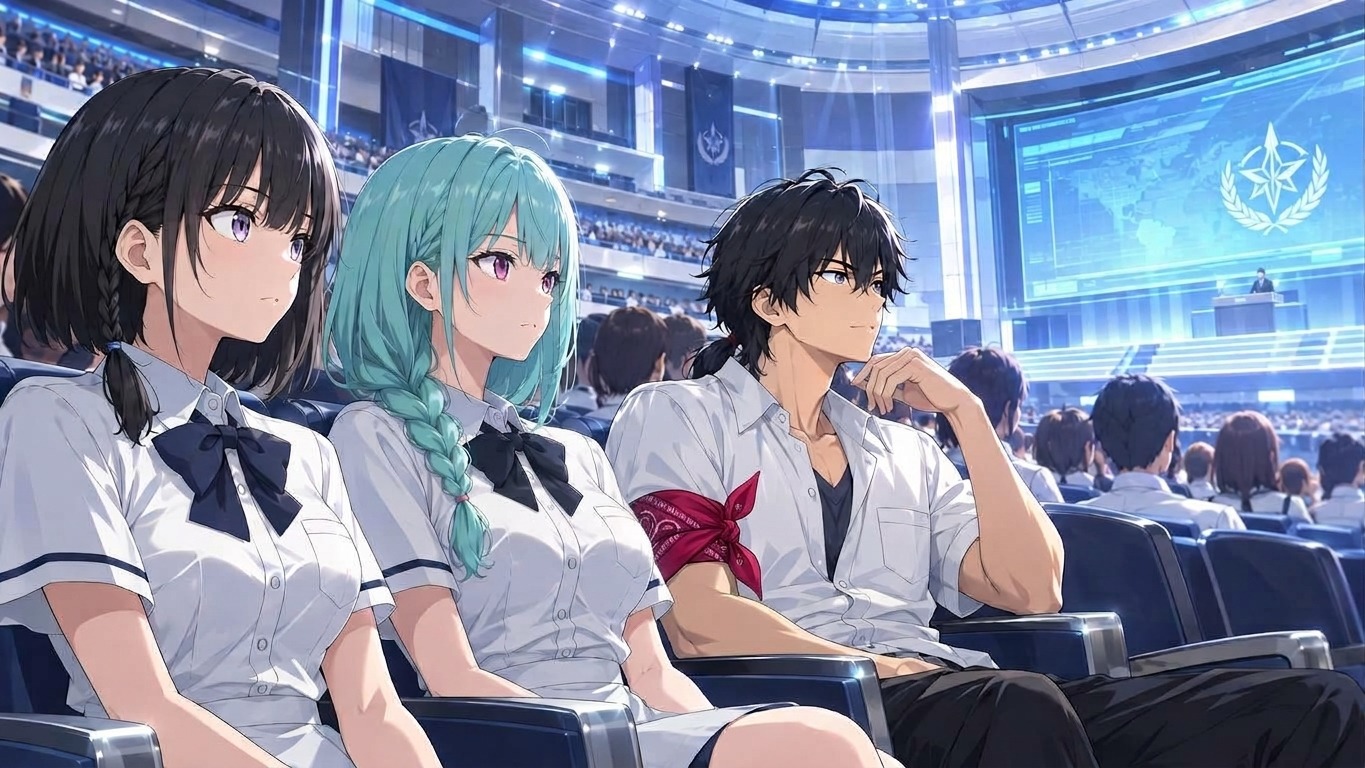 講堂にて試験説明がされる。