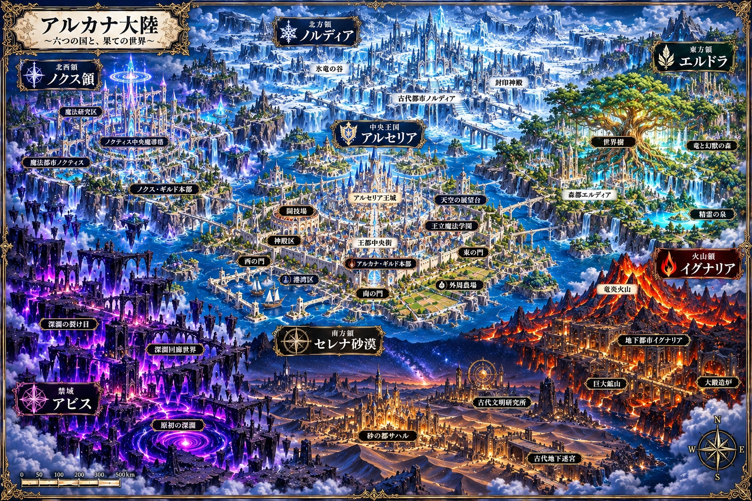 アルカナ大陸世界マップ