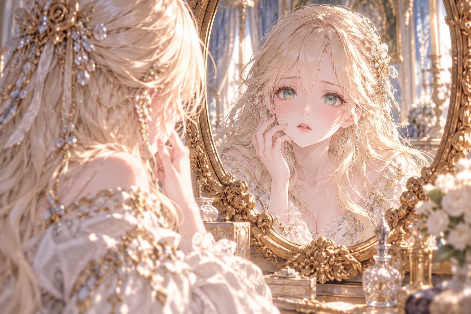リリア鏡を見る